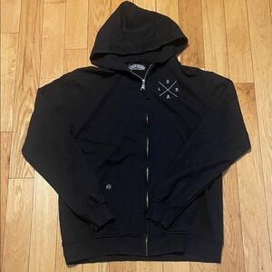 Riders by Lee Black Hooded Zip-Up Sweater